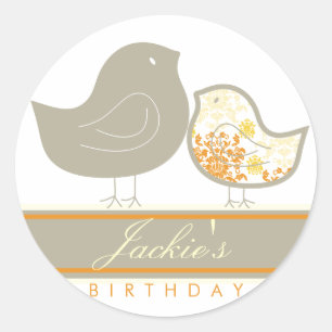 Sticker Rond Chameçon de fête d'anniversaire pour les poulets d