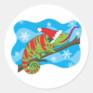 Sticker Rond Chameleon de Noël