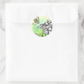 Sticker Rond Chamomille Fleur Miel Aquarelle Abeille Lime Vert (Sac)
