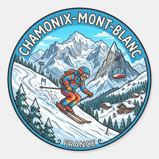 Sticker Rond Chamonix Mont Blanc France (Devant)