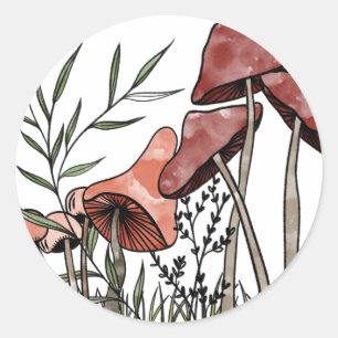 Sticker Rond Champ champignon