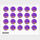 Sticker Rond Champ Citrouille purplé dans le style Pop Art (Feuille)