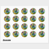 Sticker Rond Champ de fleurs d'art abstrait (Feuille)