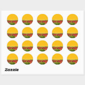 Sticker Rond Champ de Fraises Rouge Vibrant (Feuille)