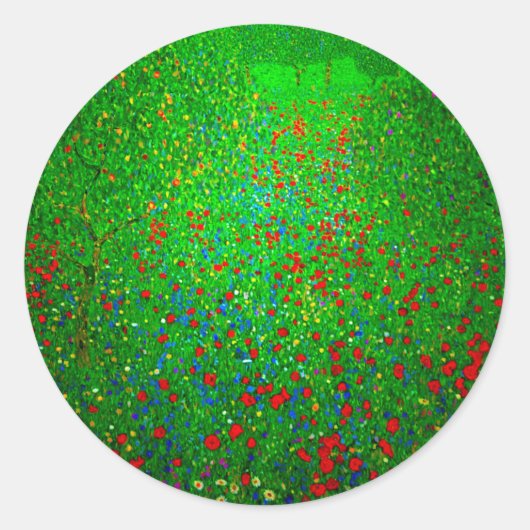 Sticker Rond Champ de pavot Gustav Klimt (Devant)