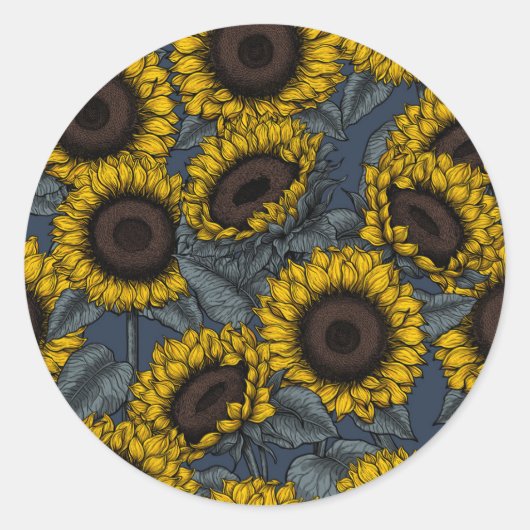 Sticker Rond Champ de tournesol 2 (Devant)