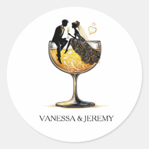 Sticker Rond Champagne Couple