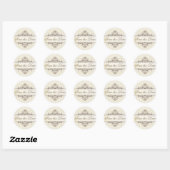 Sticker Rond Champagne et Gold Filigree Enregistrer l'autocolla (Feuille)