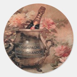 Sticker Rond Champagne et Rose