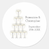 Sticker Rond Champagne Glasses Simple Wedding (Devant)