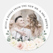 Sticker Rond Champagne Ivory Blush rose Floral Mariage (Devant)