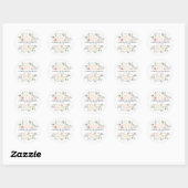 Sticker Rond Champagne Ivory Blush rose Floral Mariage (Feuille)