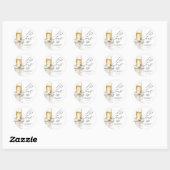 Sticker Rond Champagne Let's Toast Winter Engagement (Feuille)