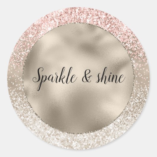 Sticker Rond Champagne Or rose blanc brillant Parties scintilla (Devant)