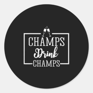 Sticker Rond Champagne pour Chamons Champs Boire Champs Cadeau