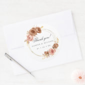 Sticker Rond champagne rose rousse rose mariage merci (Enveloppe)