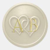 Sticker Rond Champagne Two Hearts Intertwined Monogram Wedding (Devant)