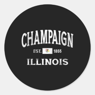 Sticker Rond Champaign Illinois Il State Throwback Athletic