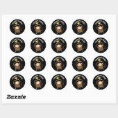 Sticker Rond Champanzee Funny Champion Chimpanzé Pun Dark BG (Feuille)
