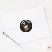 Sticker Rond Champanzee Funny Champion Chimpanzé Pun Dark BG (Enveloppe)