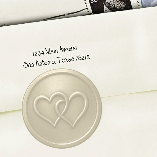 Sticker Rond Champgne Two Hearts Intertwined Wedding