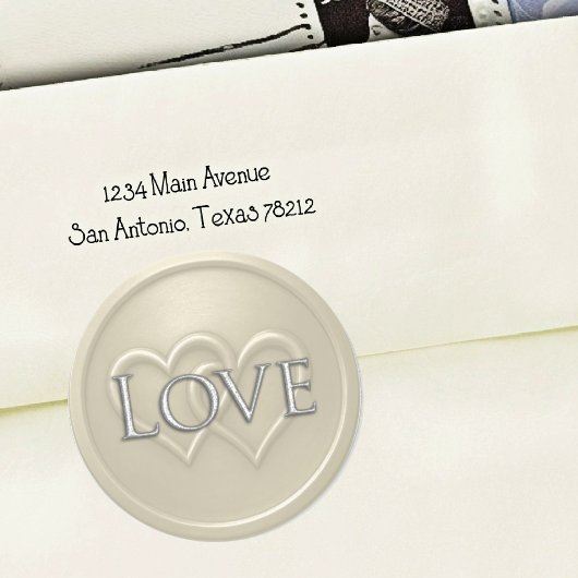 Sticker Rond Champgne Two Hearts Intertwined Wedding