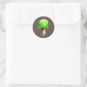 Sticker Rond Champignon vert aquarelle champignons mignons (Sac)