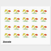Sticker Rond Champignons (Feuille)