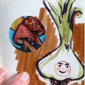 Sticker Rond Champignons