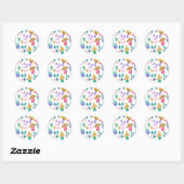 Sticker Rond Champignons aquarelle mignons (Feuille)