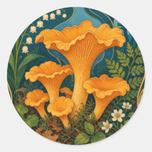 Sticker Rond Champignons Chanterelles Cuisine Abondance de la F