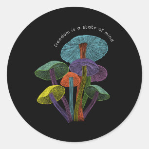 Sticker Rond Champignons Colorés D'Imagination
