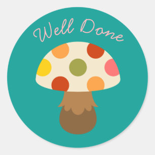 Sticker Rond Champignons colorés professeur bien fait