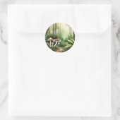 Sticker Rond Champignons complexes avec lave-linge vert doux (Sac)