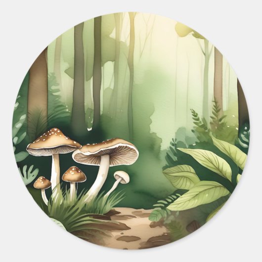 Sticker Rond Champignons complexes avec lave-linge vert doux (Devant)