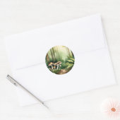 Sticker Rond Champignons complexes avec lave-linge vert doux (Enveloppe)
