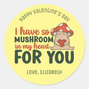 Sticker Rond Champignons Dans Mon Coeur Amusant Pun Cute Valent