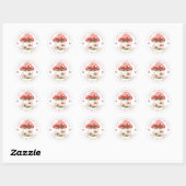 Sticker Rond Champignons d'aquarelle Heureuse Sainte-Valentin p (Feuille)