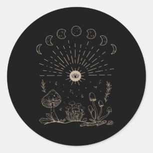 Sticker Rond Champignons Dark Academia Cristaux esthétiques Cot