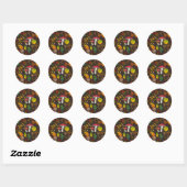 Sticker Rond Champignons d'automne, feuilles, noix et baies sur (Feuille)