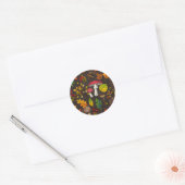Sticker Rond Champignons d'automne, feuilles, noix et baies sur (Enveloppe)