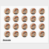 Sticker Rond Champignons de bois orange d'automne (Feuille)