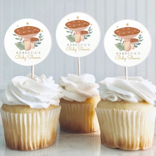 Sticker Rond Champignons des bois Anniversaire Favoriser