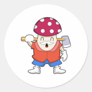 Sticker Rond Champignons en tant qu'agriculteur avec l'Ax