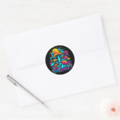 Sticker Rond Champignons et fleurs rétro Neon (Enveloppe)