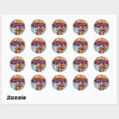 Sticker Rond Champignons fous collants psychédéliques forme ron (Feuille)