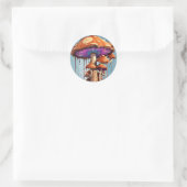 Sticker Rond Champignons fous collants psychédéliques forme ron (Sac)