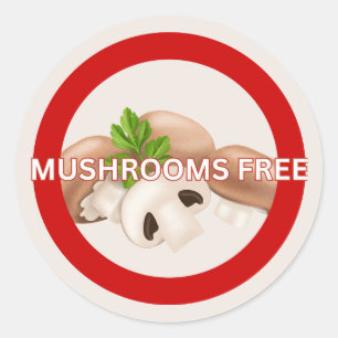 Sticker Rond Champignons Free Food Allergy Alert Classic