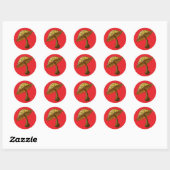 Sticker Rond Champignons sur rouge (Feuille)