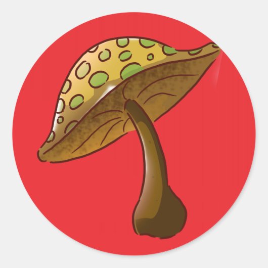 Sticker Rond Champignons sur rouge (Devant)